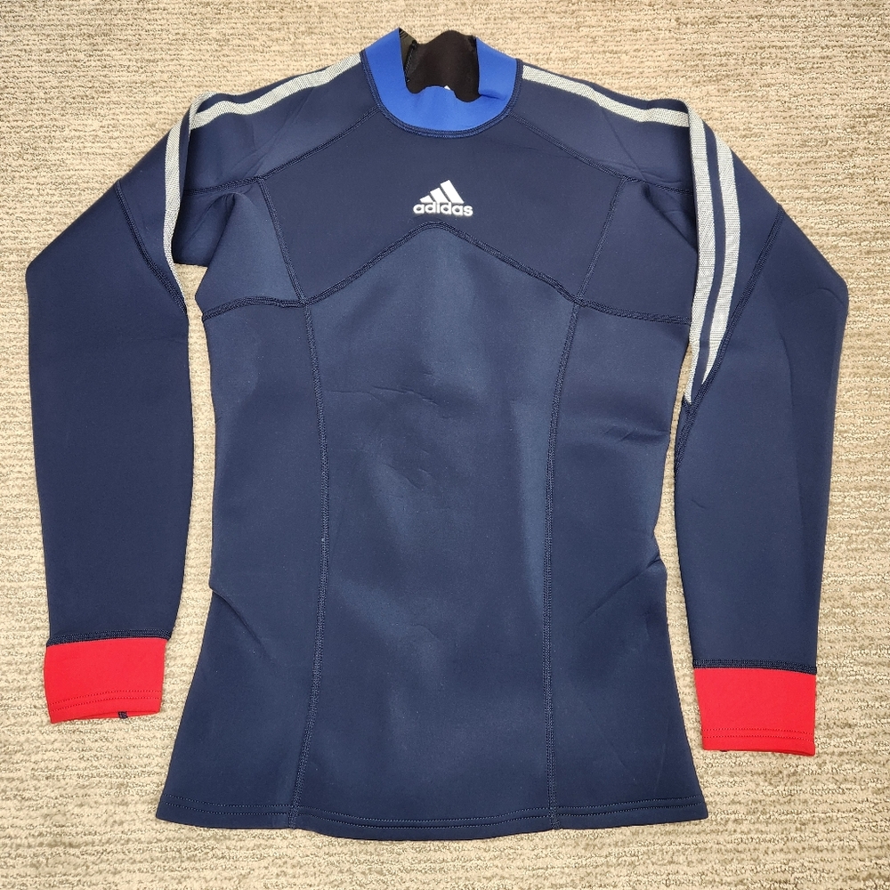 Adidas Neoprene Wetsuit Shirt Thick Rash Guard Water Sports Mens Large Navy Red